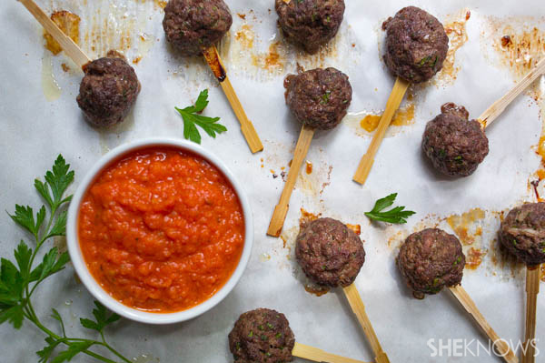 Meatball Lollipops with Easy Marinara Dipping Sauce | SheKnows
