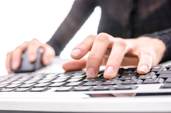 Fingers on keyboard