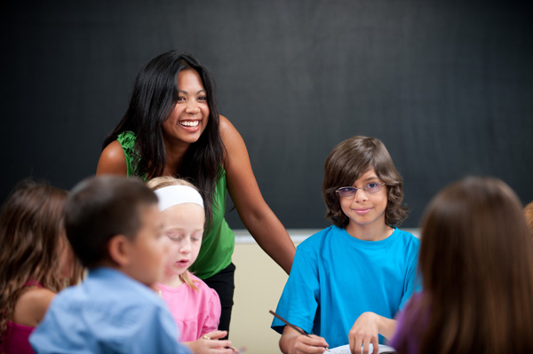 Female teacher in elementary school classroom