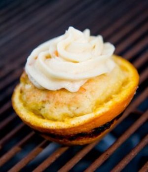 Cupcakes grilled in an orange rind