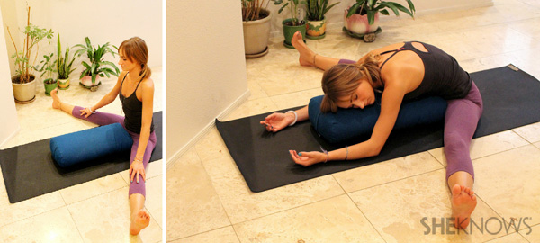 Supported wide-angle seated forward bend