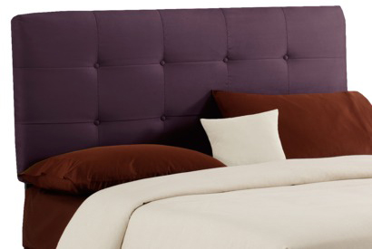purple tufted headboard