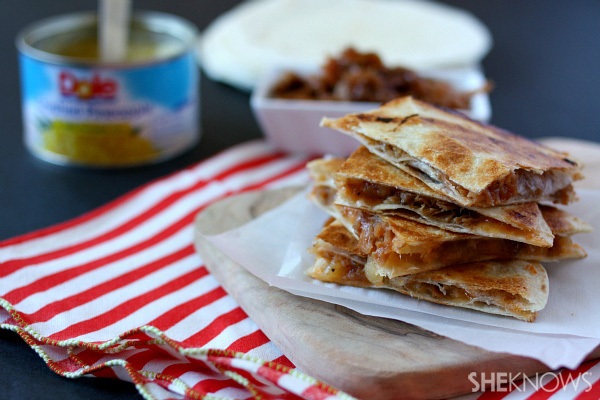 BBQ pork and pineapple quesadillas