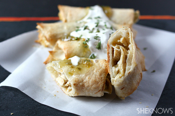 Baked chicken chimichangas