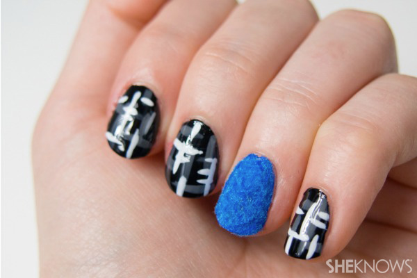 Chanel inspired tweed and fur nails