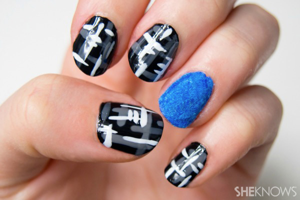 Chanel inspired tweed and fur nails