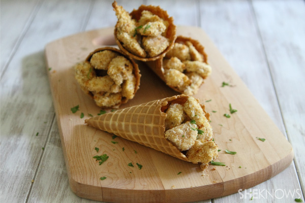 Chicken and waffle cones
