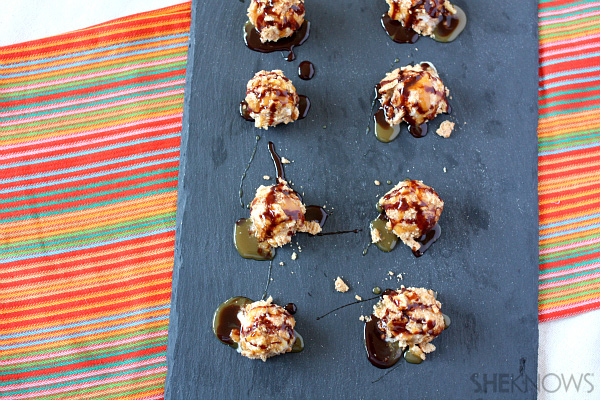 Cinnamon and sugar-coated ice cream bites