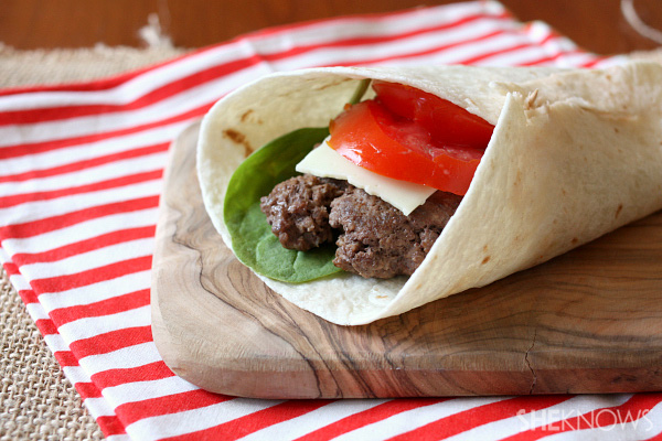 Grilled cheeseburger wraps
