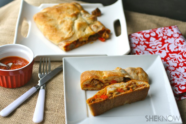 Sunday dinner: Sausage stromboli with mushrooms and peppers