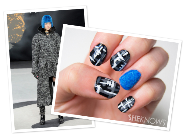 Chanel inspired tweed and fur nails