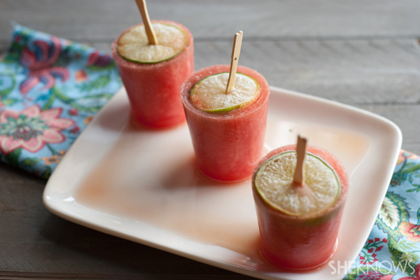 Boozy watermelon poptails