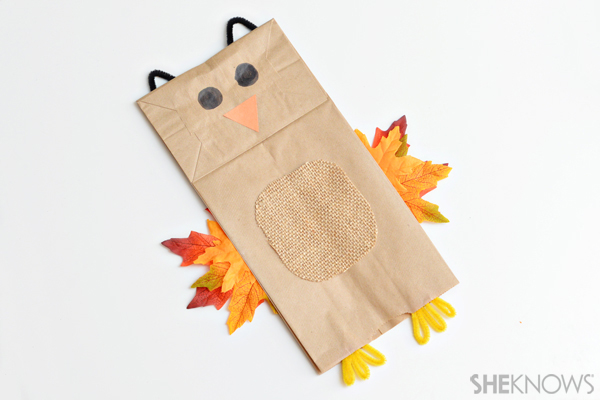 Paper bag owl puppet