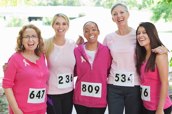 Group of women at cancer walkathon