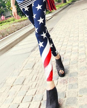 Fashion national flag printed slim legings