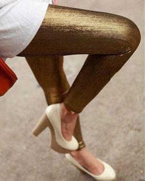 Silvery color ventilate leggings