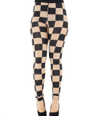 Brown and black checkered leggings
