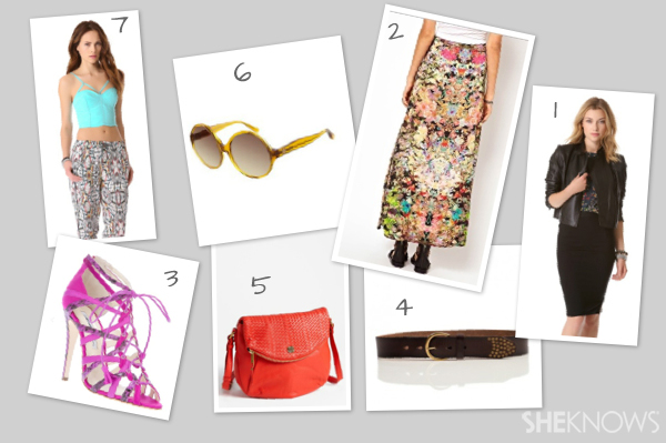 The look: Bold colours, leather accessories