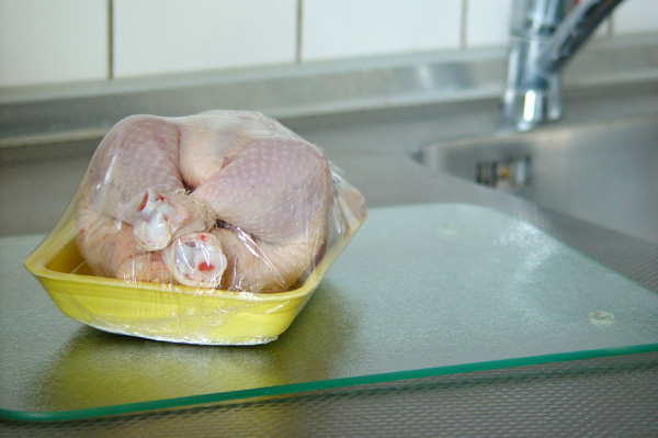 Chicken on kitchen counter