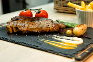 Steak grilled on slate