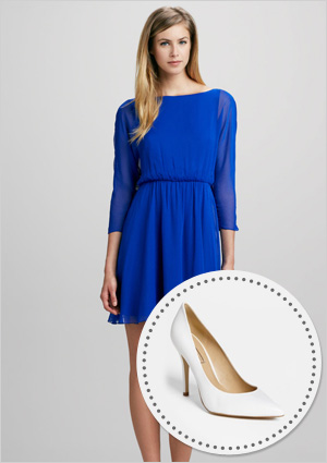 Dolman sleeve dress and almond toe pumps