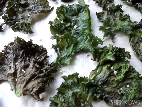 Crispy…Baked coconut-kale chips