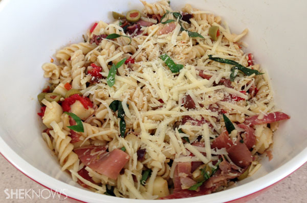 Pasta salad | Sheknows.ca - grated asiago and basil