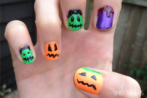 Jack o'pattern halloween nail art | Sheknows.ca - final product