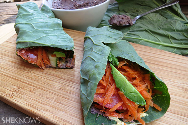 Collar greens wraps with black bean hummus | Sheknows.com