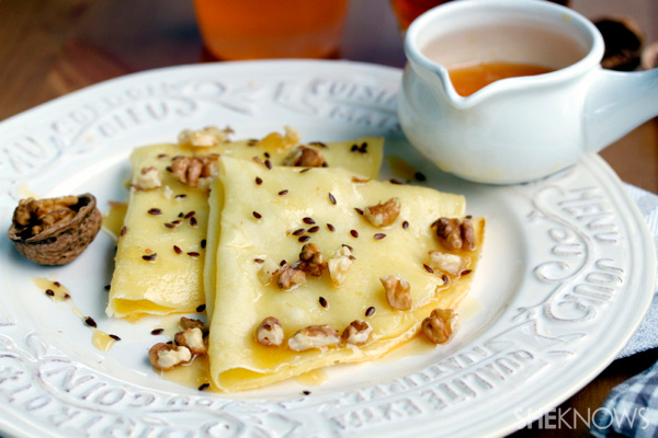 Crepes with Brie, walnuts & honey