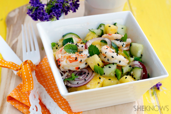 Pineapple, shrimp & cucumber salad