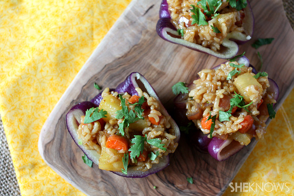 Pineapple rice stuffed peppers