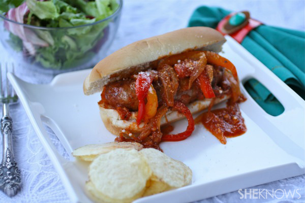 Sunday dinner: Grilled sausage subs with peppers and onions