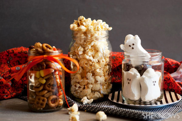 3 homemade Halloween treat jars
