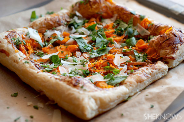 Butternut squash tart with sage and fresh parmesan