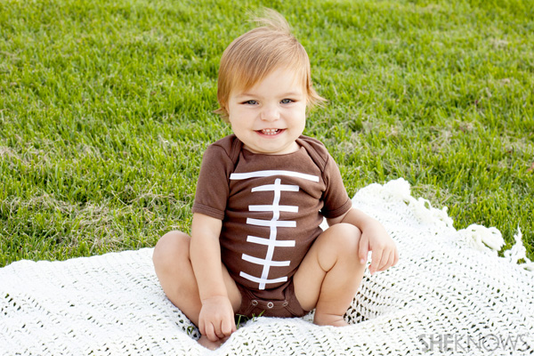 DIY football Halloween costume for babies