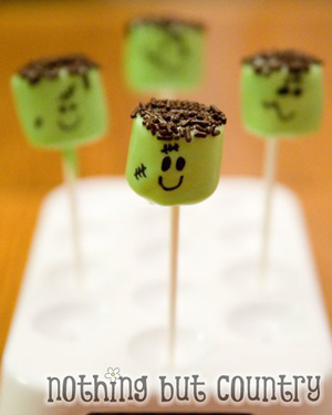 Frankenstein marshmallow pops