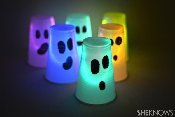 Halloween glow-in-the-dark cup bowling