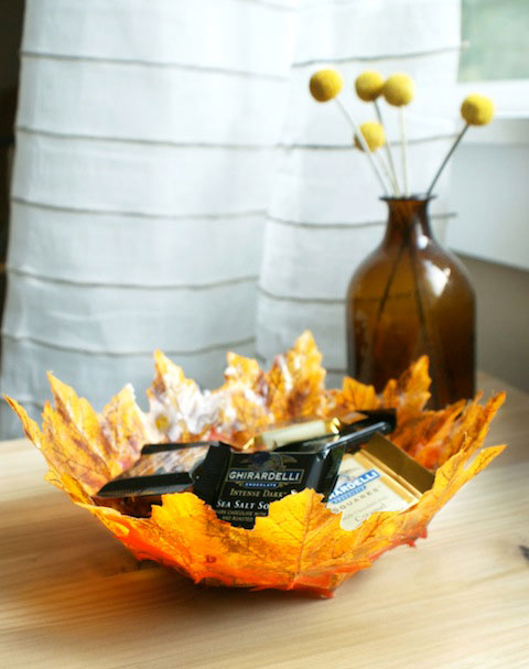 DIY autumn leaf bowl