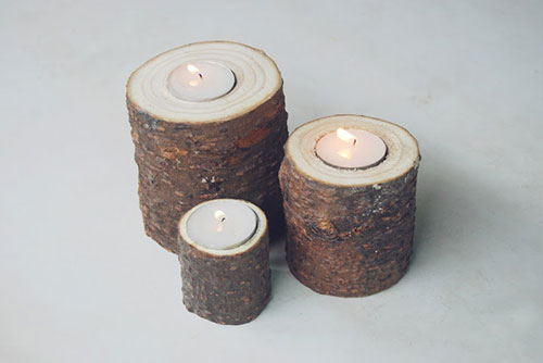 Upcycled branch candle holder