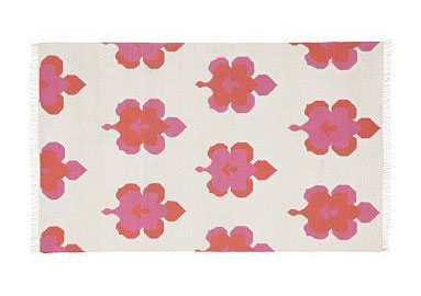 Coral and pink printed rug