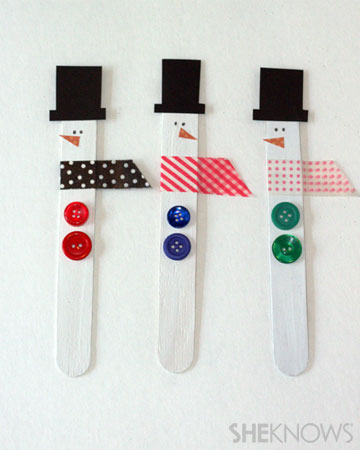 Craft stick snowmen
