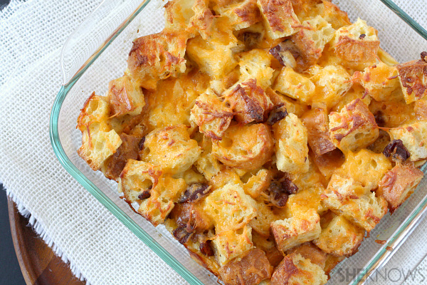 Bacon cheese bread pudding