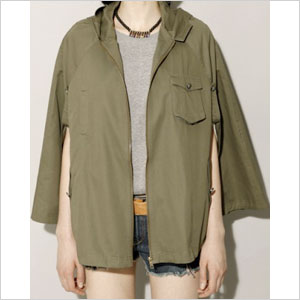 Olive parka cape
