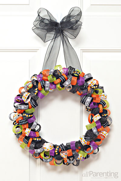 allParenting Halloween ribbon wreath