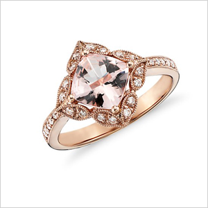vintage morganite and diamond ring