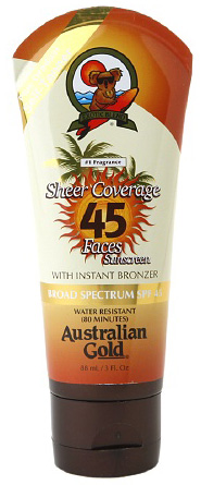 Product Review: Australian Gold SPF 45 Sheer Coverage Faces Sunscreen with Instant Bronzer