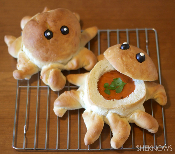 Octopus and penguin-shaped bread bowls