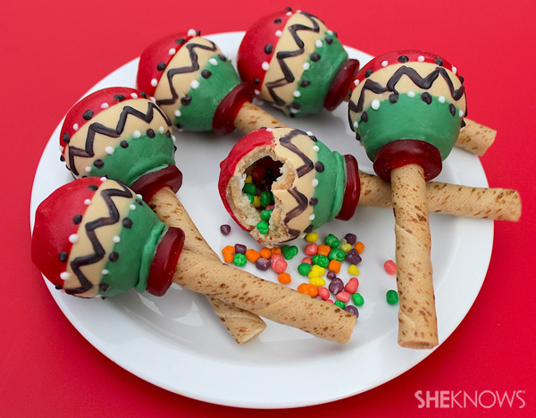 Candy-filled maraca cookies