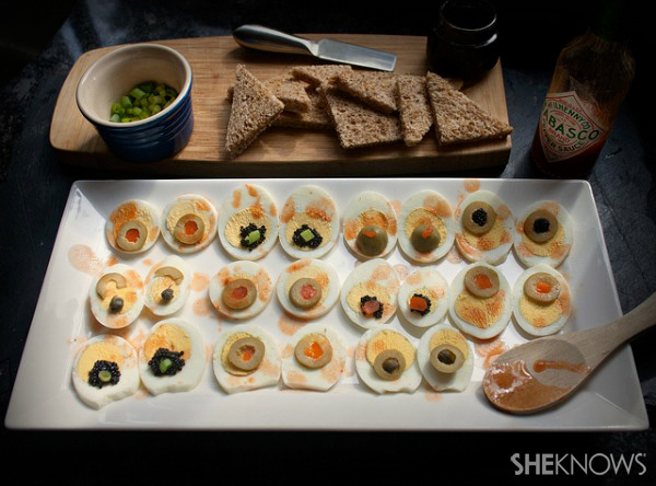 Spooky hard-boiled egg eye recipe